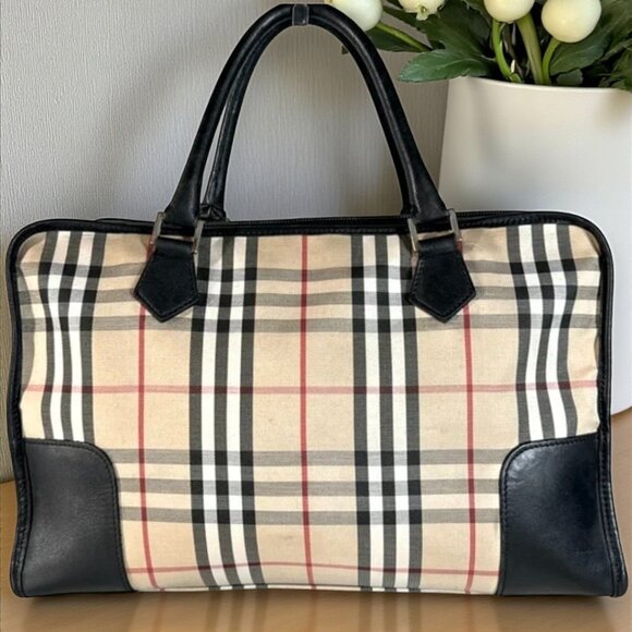 Burberry Handbags - Burberry Vintage Blue Label Nova Check Boston Handbag Satchel with COA